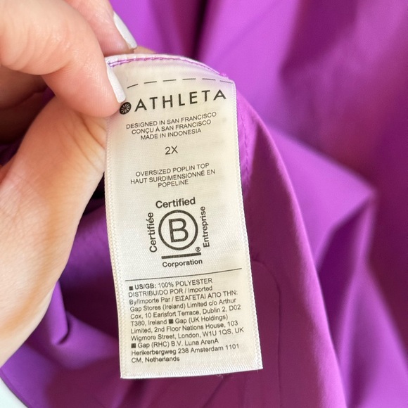 Athleta • Purple Oversized Poplin Button Up Shirt Sz 2X Jazzy Purple Casual Fall - Picture 14 of 14